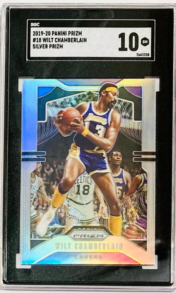 Wilt Chamberlain 2019-20 Panini Prizm Silver Refractor #18 SGC 10 GEM MINT Los Angeles Lakers HoF