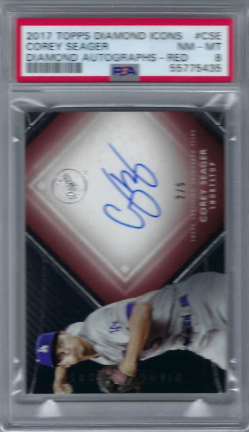 2017 Topps Diamond Icons Autographs Red Corey Seager #CSE /5 *PSA 8* Los Angeles Dodgers Texas Rangers 