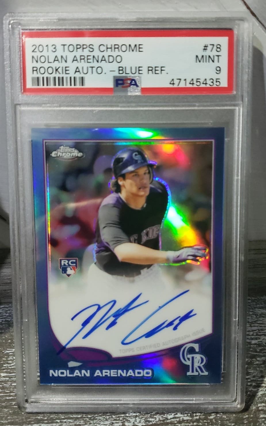 2013 Topps Chrome Nolan Arenado Blue Refractor Autograph PSA 9