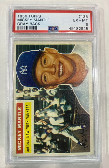1956 topps mickey mantle gray back psa 6