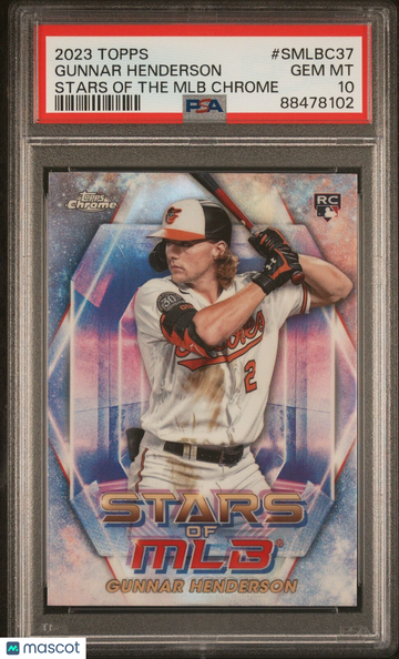 2023 Topps Stars Of The Mlb Chrome Gunnar Henderson #SMLBC37 Stars Of The Mlb Chrome PSA 10