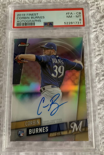 2019 Finest Corbin Burnes Autographs #FA-CB PSA 8. Population 3, 10 higher