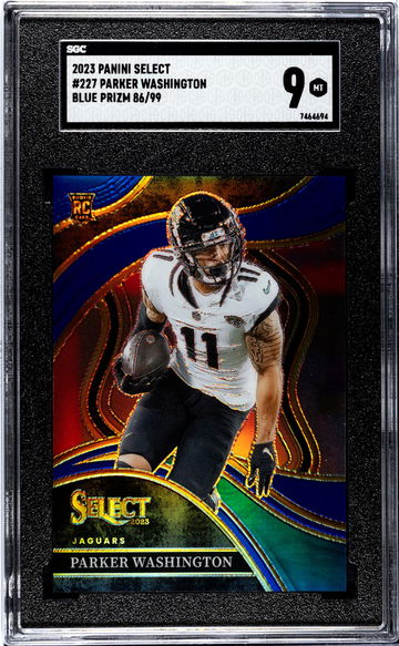 2023 Panini Select Blue Prizm Parker Washington #227 RC /99 SGC 9