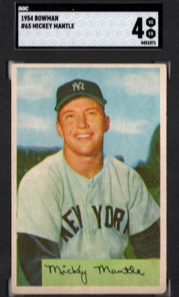 1954 Bowman Mickey Mantle #65 Graded SGC 4 VG EX Yankees HOF Centered Beautiful