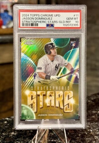 PSA 10 2024 Topps Chrome JASSON DOMINGUEZ RC /50 GOLD Stratospheric Stars POP 1