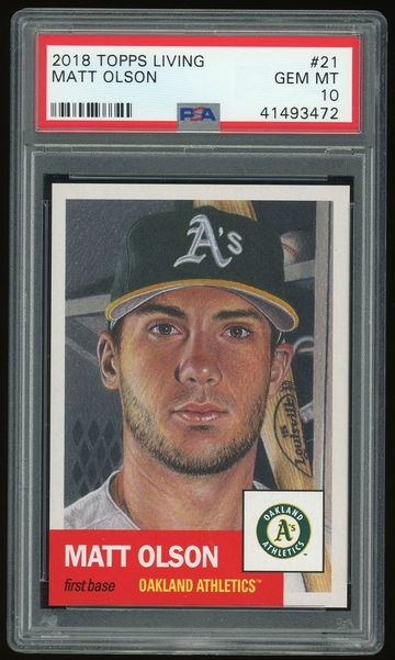 2018 Topps Living Set MATT OLSON #21 PSA 10 Oakland Athletics A's (Set Break)