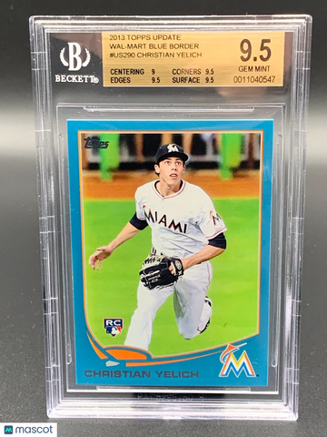 2013 Topps Update Wal-Mart Blue Border #US290 Christian Yelich BGS 9.5 Rookie