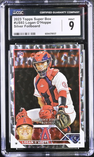 2023 TOPPS LOGAN O'HOPPE SILVER FOILBOARD #US93 Rookie RC CGC 9