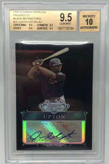 2006 Bowman Sterling Black Refractor Autograph Justin Upton BGS 9.5 #1/25