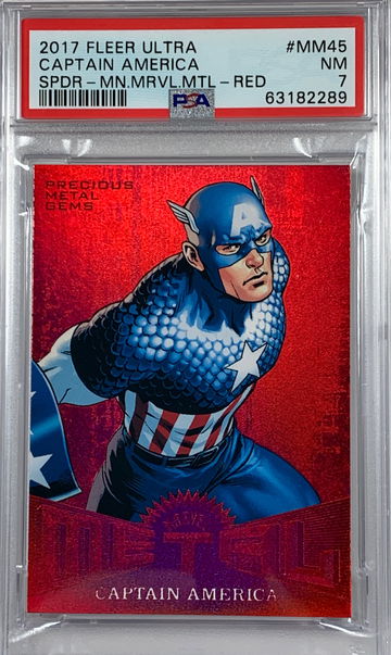 2017 CAPTAIN AMERICA Fleer Marvel Metal Red /99 MM45 PSA 7