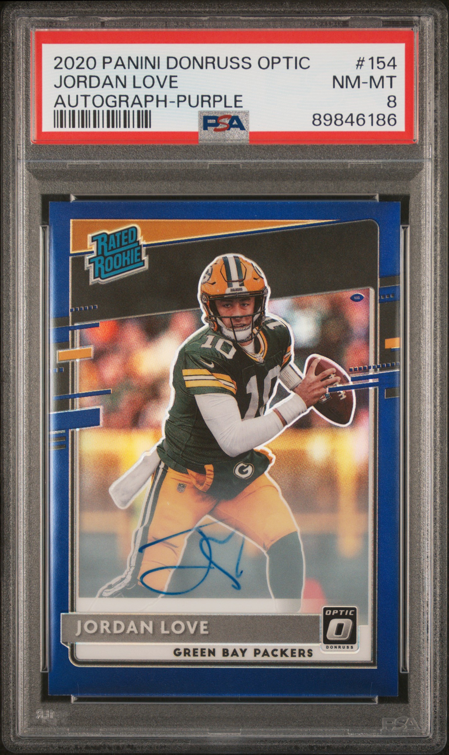 2020 Donruss Optic Rookie Autograph Purple Jordan Love #154 /35 PSA 8