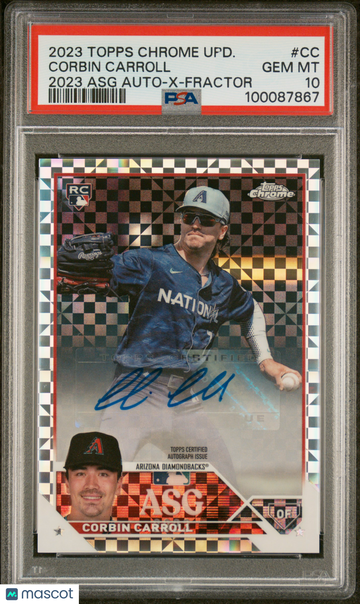 2023 Topps Chrome Update 2023 All-Star Game Autograph Corbin Carroll #CC Asg X Fractor PSA 10