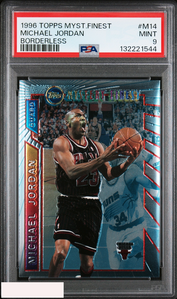 1996 TOPPS MYSTERY FINEST MICHAEL JORDAN #M14 BORDERLESS BULLS HOF PSA 9 MINT
