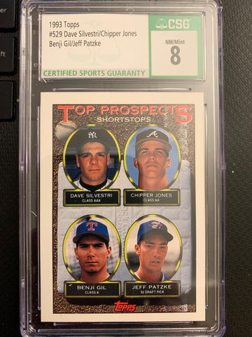 1993 Topps Chipper Jones Rookie Card HOF CSG 8 NM/Mint