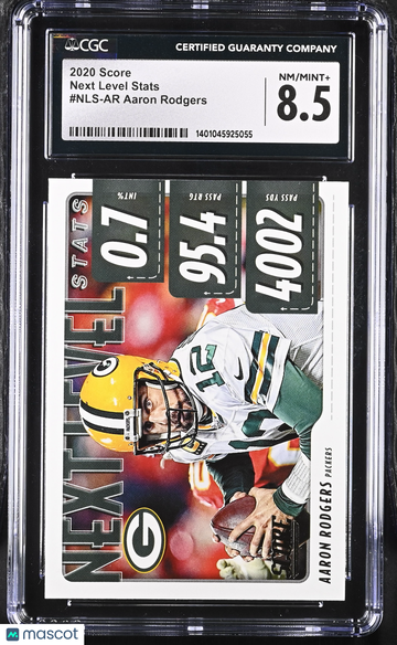 2020 Score Aaron Rodgers #NLS-AR Next Level Stats Next Level Stats CGC 8.5