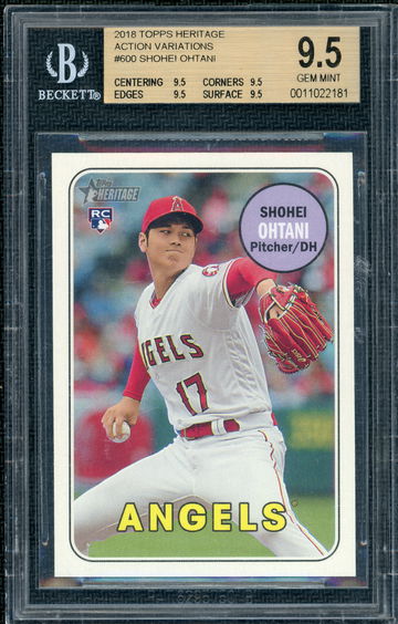 SHOHEI OHTANI  - 2018 TOPPS HERITAGE ACTION VARIATION  # 600 - BGS 9.5  GEM MINT