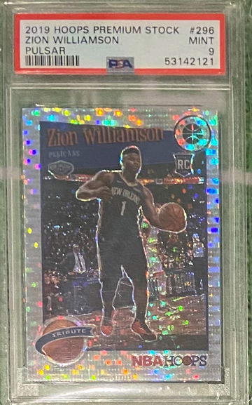 Zion Williamson 2019 Hoops Premium Pulsar Rookie Tribute PSA 9
