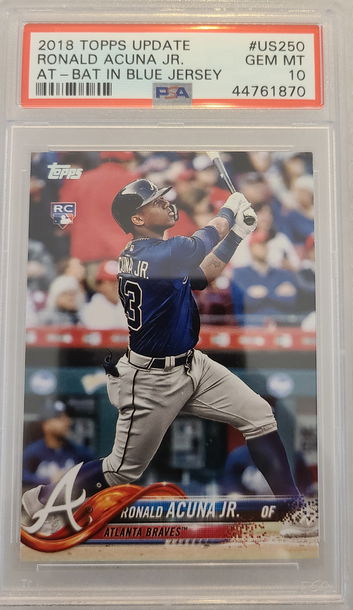 Ronald Acuna Jr 2018 Topps Update BLUE JERSEY #US250 PSA 10