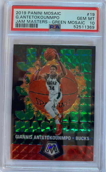 2019 Panini Mosaic Giannis Antetokounmpo Jam Masters  Green Mosaic PSA 10 Gem-Mint