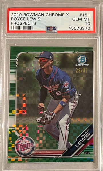 2019 Bowman Chrome X Royce Lewis RC #29/31 PSA 10 Gem Mint STOCK X Exclusive