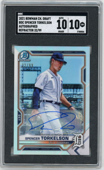 2021 Bowman Chrome Draft SPENCER TORKELSON Auto Image Variation REFRACTOR #'d 32/99 SGC 10 GEM MINT Pop 1