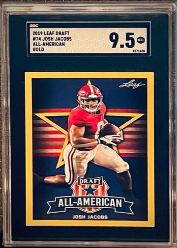 2019 Leaf Draft Josh Jacobs #74 All-American Gold Parallel SGC 9.5