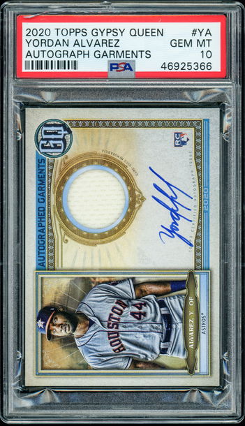 2020 Topps Gypsy Queen Yordan Alvarez Autograph Garments Game Used Patch Auto RC 01/50 - PSA 10 GEM MINT POP 1