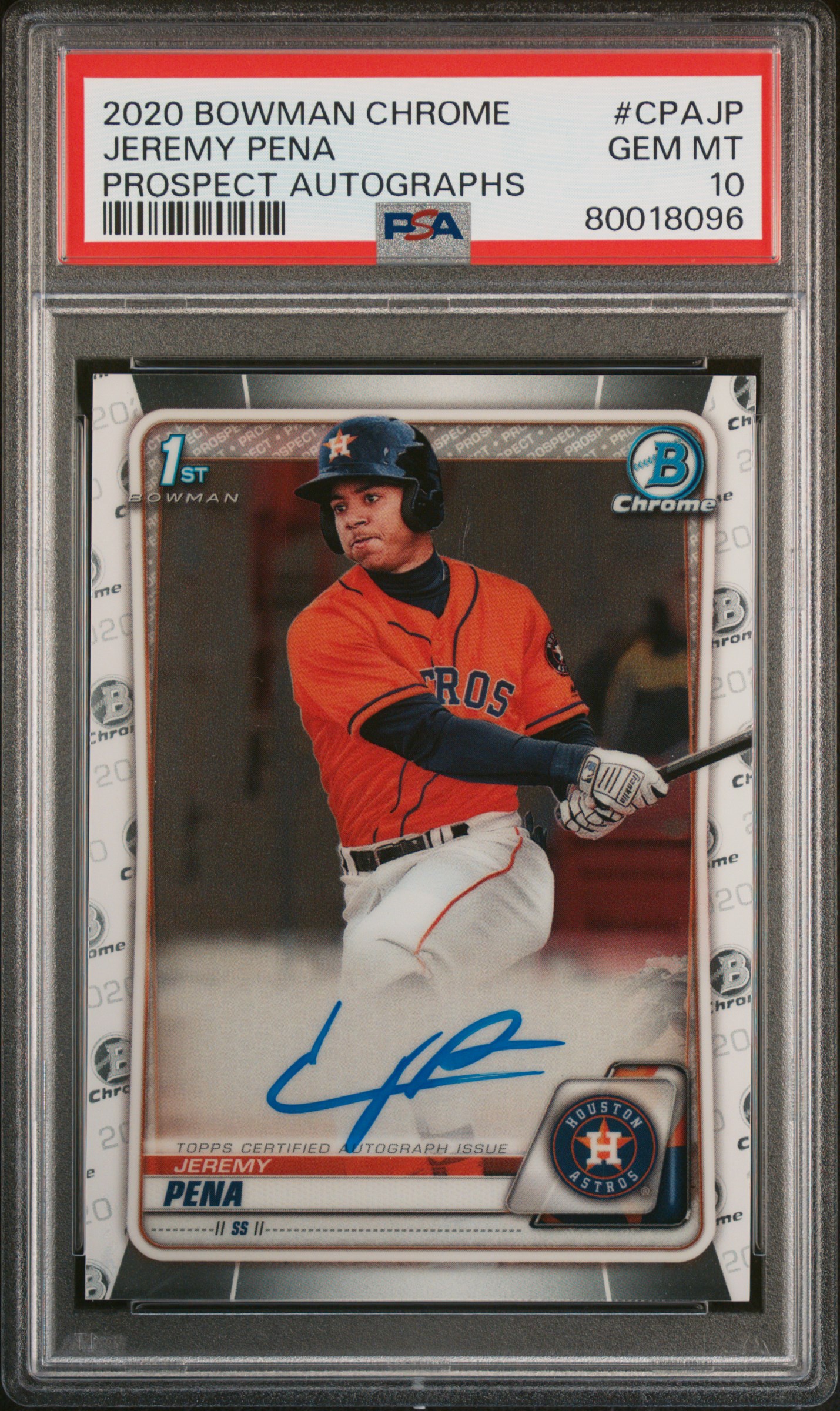 2020 Bowman Chrome Prospect 1st Autographs Jeremy Pena #CPAJP PSA 10
