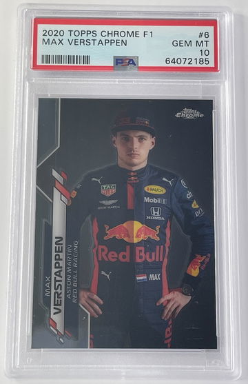 2020 Topps Chrome Max Verstappen PSA 10 Card #6 Portrait Red Bull