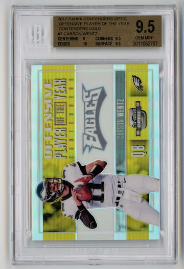 2017 Panini Contenders Optic Offensive Player Of the Year Contenders Gold /10 Carson Wentz BGS 9.5