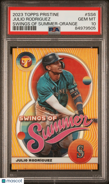 2023 Topps Pristine Swings Of Summer Julio Rodriguez #SS6 Orange PSA 10