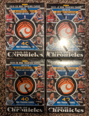 (4) 2019- 2020 Chronicles Sealed Basketball Blaster lot