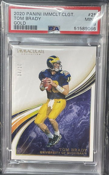#/10 Gold TOM BRADY 2020 IMMACULATE COLLECTION GOLD Prizm SP Holo PSA 9 Mint #25