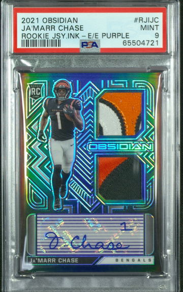 Ja’marr Chase 2021 Panini Obsidian Dual Patch Auto Purple Etch /40 PSA 9 Mint RC