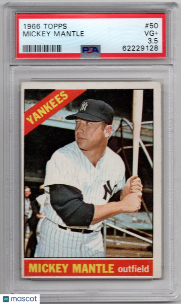 Mickey Mantle 1966 Topps #50 PSA3.5 VG+ Graded New York Yankees