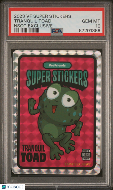 2023 Veefriends Super Stickers Nscc Exclusive Tranquil Toad PSA 10