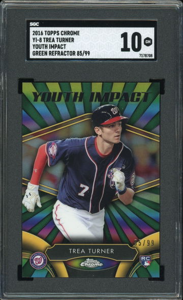 TOPPS CHROME TREA TURNER DODGERS NATIONALS YOUTH IMPACT GREEN ROOKIE REFRACTOR /99 SGC GEM MINT 10!