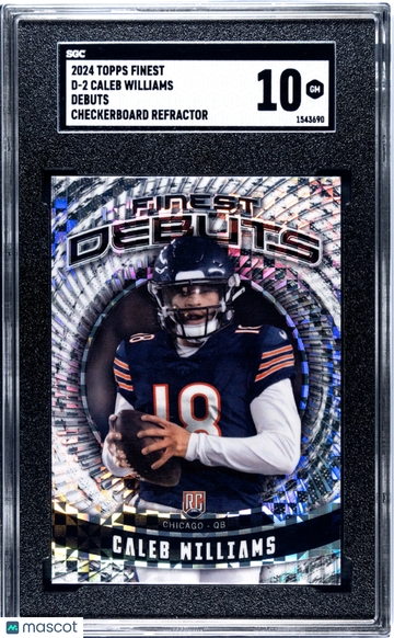 2024 Topps Finest Caleb Williams #D-2 Debuts Checkerboard Refractor Rookie SGC 10