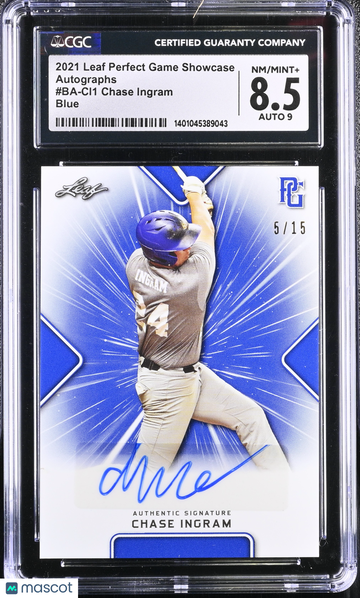 2021 Leaf Perfect Game Showcase Chase Ingram #BA-CI1 Blue Autographs CGC 8.5 Auto 9