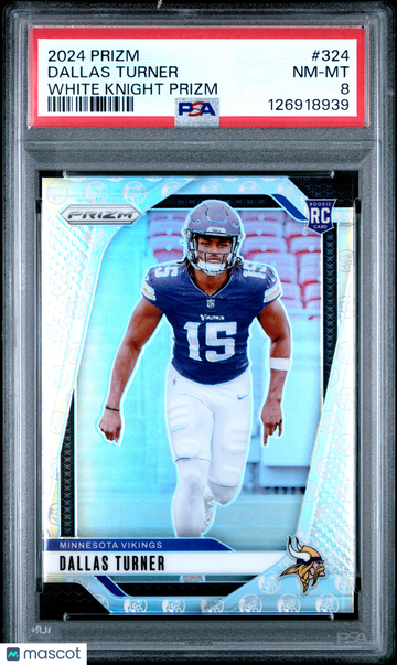 2024 Panini Prizm Dallas Turner #324 White Knight PSA 8
