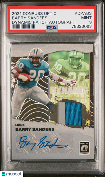 Barry Sanders 2021 Optic Dynamic Patch Autographs PSA 9 Auto /25
