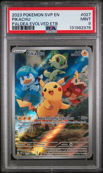 2023 Pokemon Black Star Promo Paldea Evolved Elite Trainer Box Pikachu #027 PSA 9