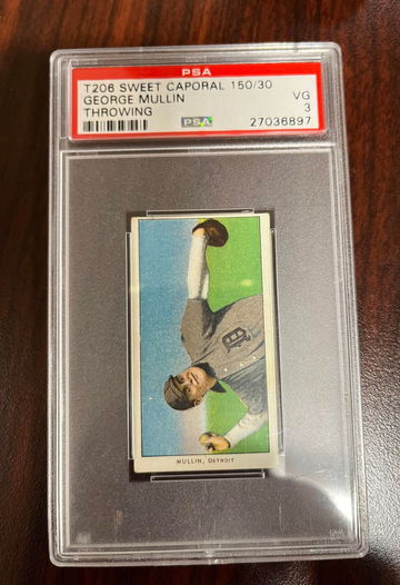 T206 Georg Mullin Throwing PSA 3 Sweet Cap 150/30