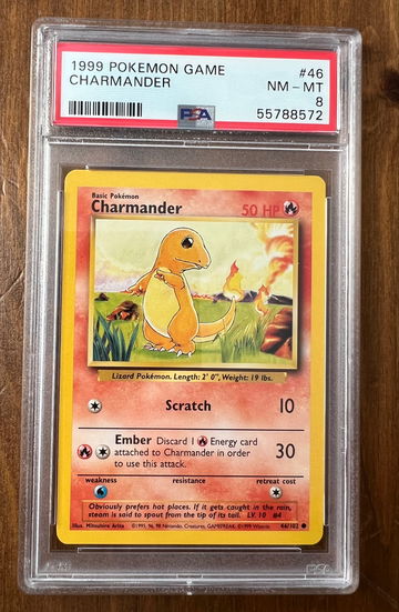 1999 Pokémon Base Set Charmander PSA 8