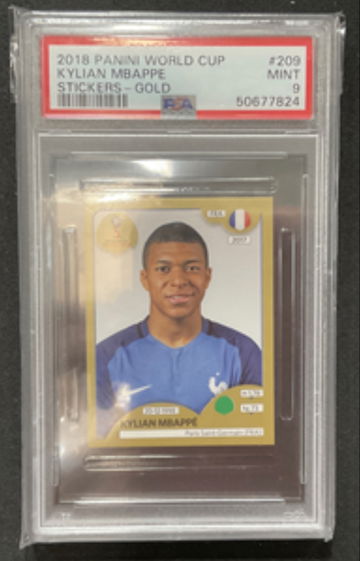 Panini 2018 Kylian Mbappe World Cup Russia Gold Sticker #209 Rookie PSA 9