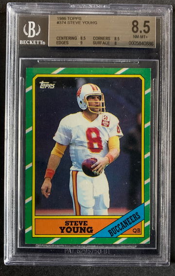 1986 Topps HOF Steve Young RC #374 BGS 8.5 NM-MT+