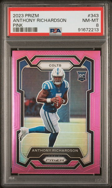 2023 PANINI ANTHONY RICHARDSON PRIZM PINK PRIZM #343 PSA 8 FT.C2.05