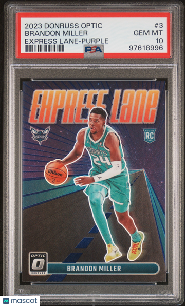 2023 Panini Donruss Optic Express Lane Brandon Miller #3 Express Lane-Purple PSA 10