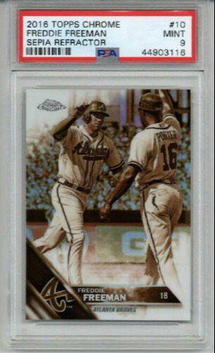 2016 TOPPS CHROME REFRACTOR #10 FREDDIE FREEMAN BASEBALL CARD BRAVES PSA 9 LOW POP
