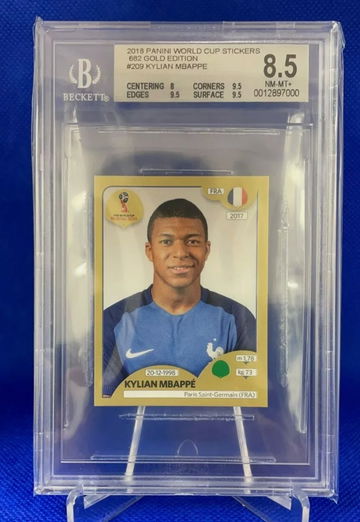 2018 World Cup Stickers Gold Edition Kylian Mbappe BGS 8.5 (SHIPS TRACKED FROM CANADA)
